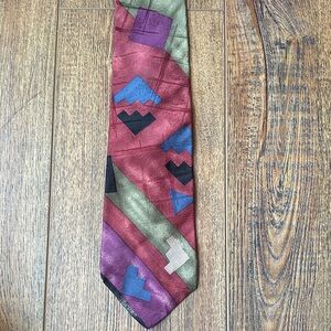 Vintage Bugatti Geometric Necktie - 100% silk